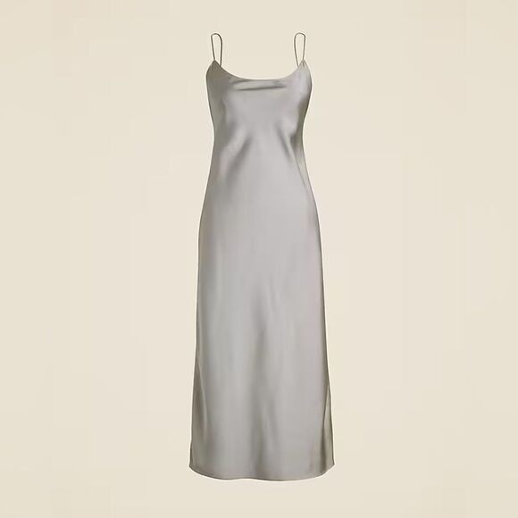 NWT J CREW Gwyneth slip dress in luster charmeuse in grey - Picture 3 of 6